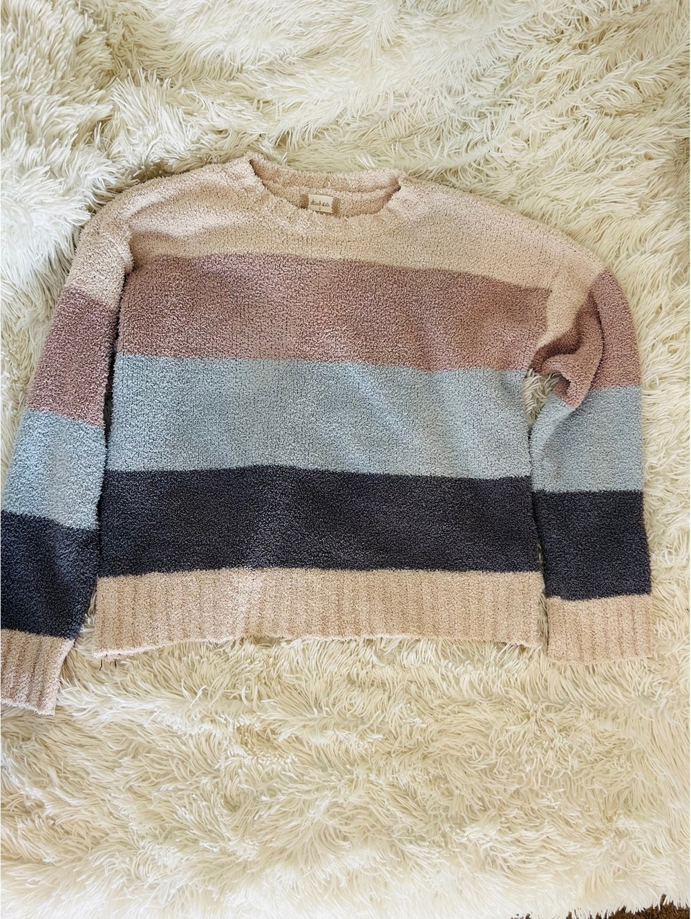 Altar’d State Women's Small Cozy Plush Striped Sweater
